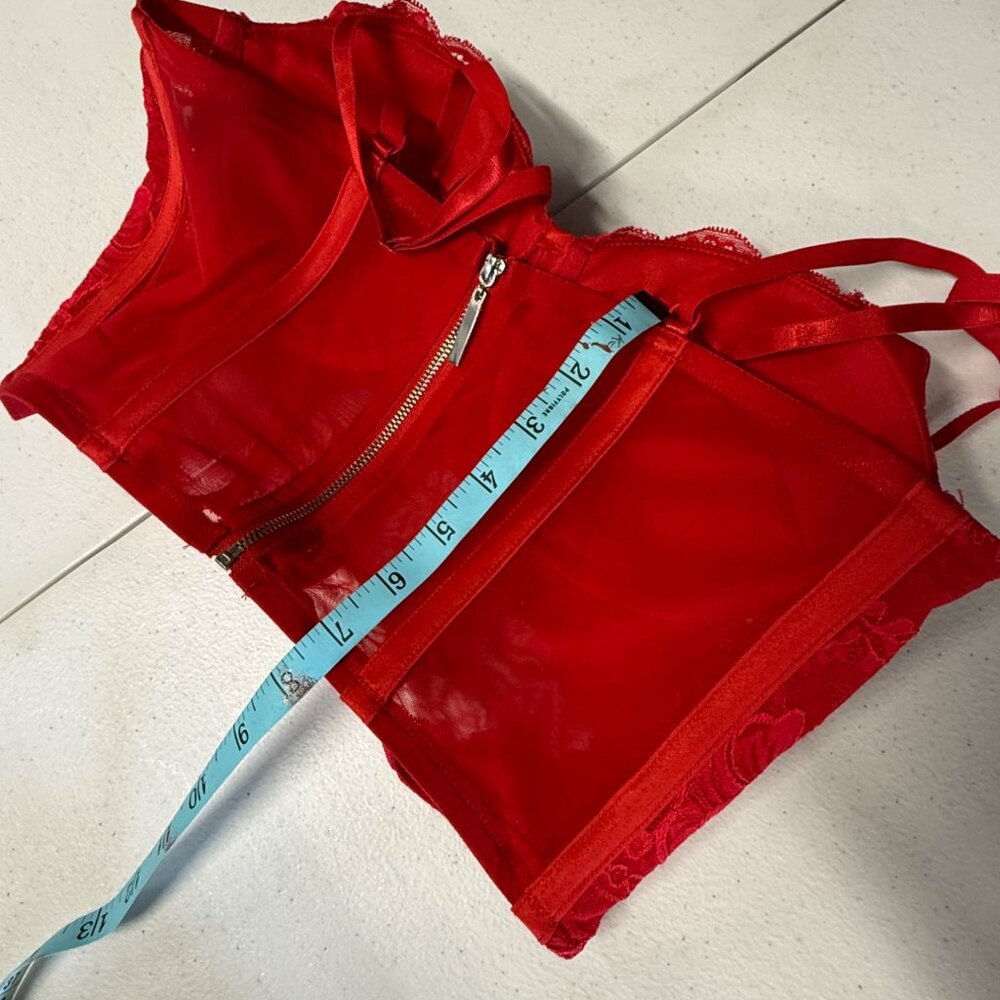 Say What Corset Crop top, Lace, Red, Medium - Picture 7 of 7